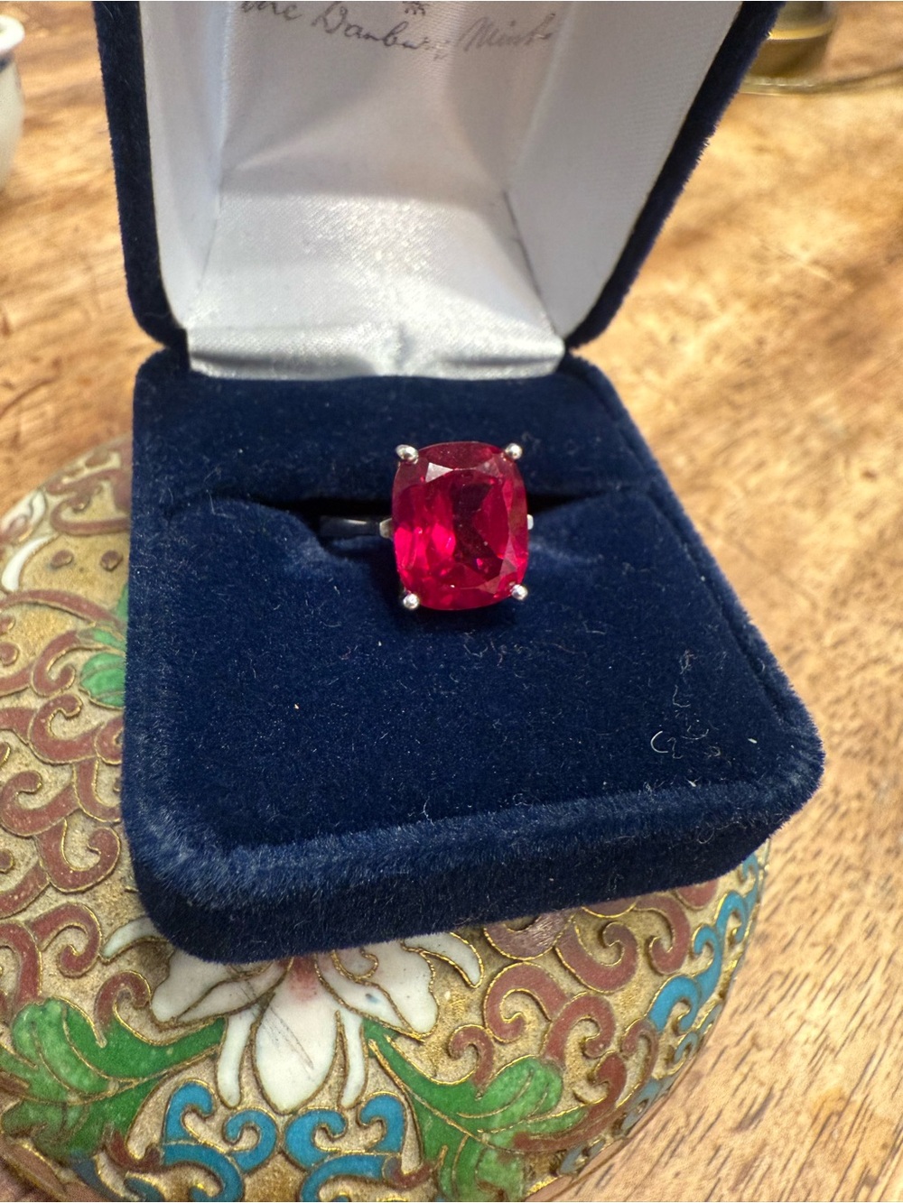 Sterling Silver Ruby Red Statement Ring Vintage Cocktail Ring